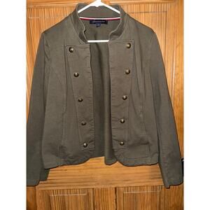 Tommy Hilfiger Women's Olive Green Knit Military Band Blazer Jacket Size Large